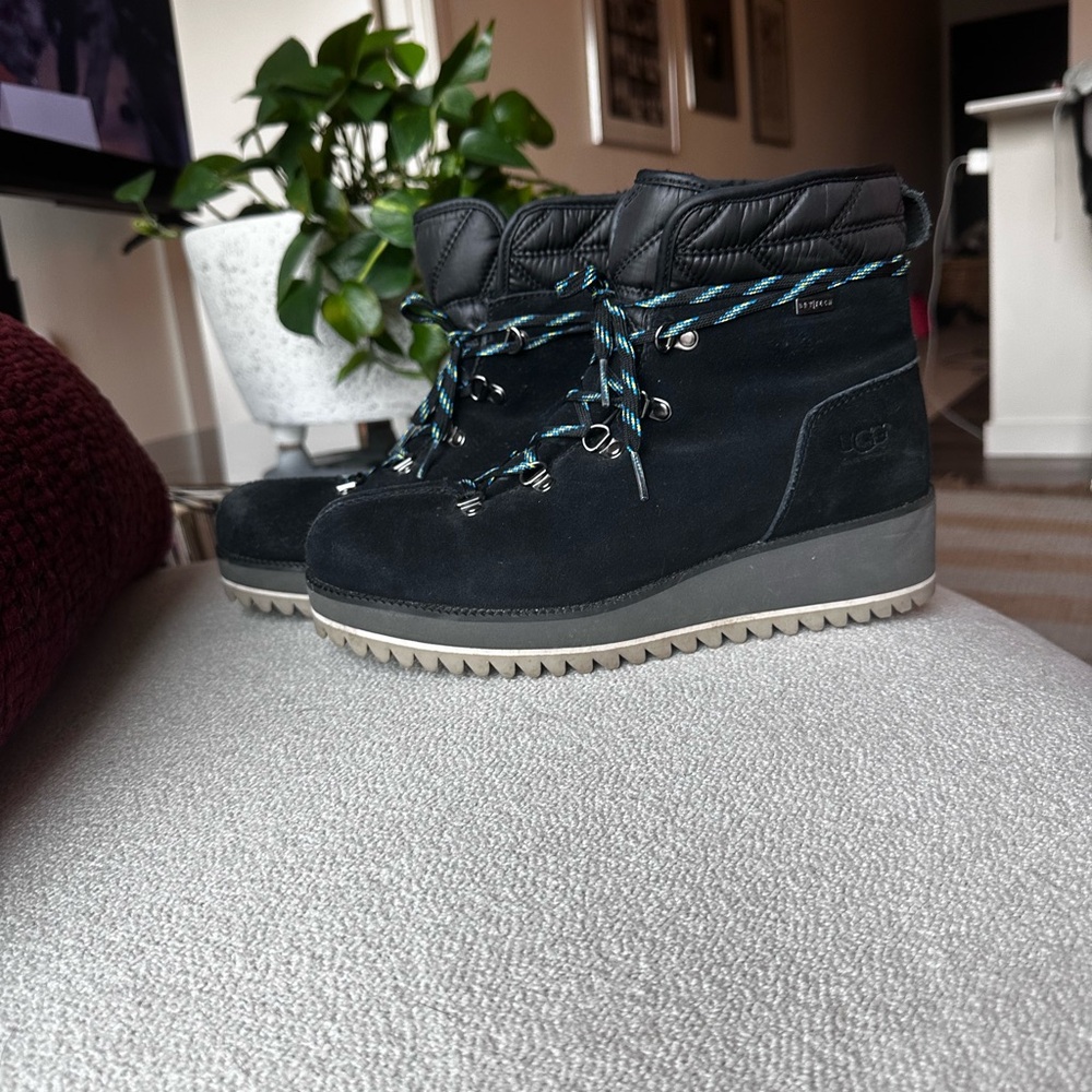 UGG Black Boots with Teal Laces